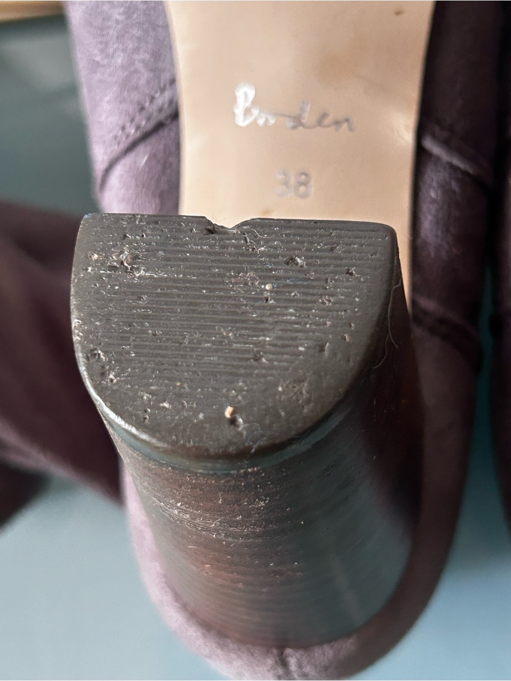 Knee High suede pull on stretch boots Grey Size 7.5 or 8 / 38 EU Boden - Picture 14 of 16